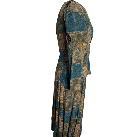 Vintage Carole Little Petites Skirt Blouse size 4 patchwork design Boho - Picture 14 of 16